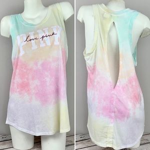 PINK Victoria’s Secret Slit Back Open Tank Top Tie Dye